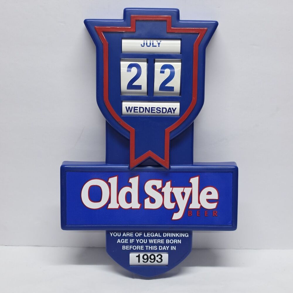 Vintage Heileman's Old Style Beer Legal Drinking Age Advertising Calendar Sign